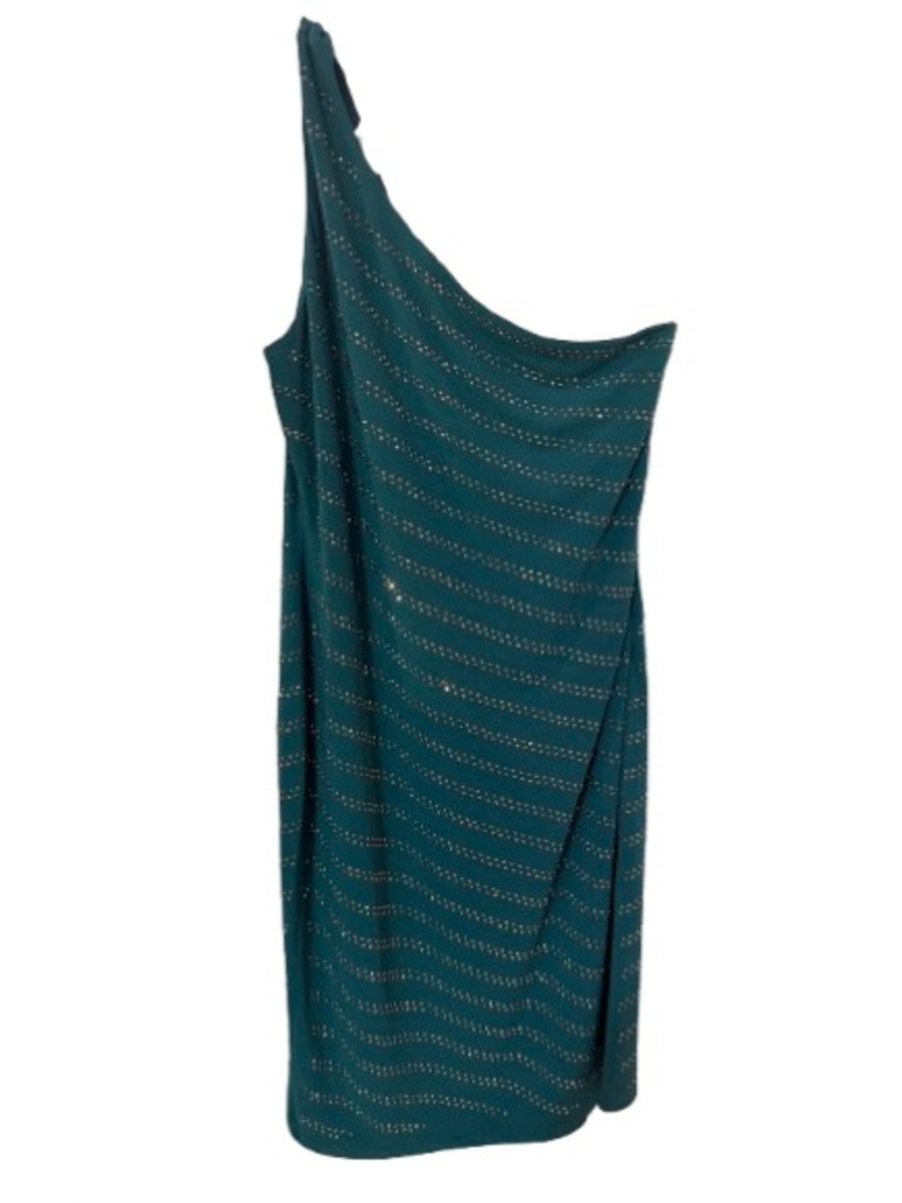 NWT Philosophy Teal One-Shoulder Embellished Sheath Cocktail Dress Size Large